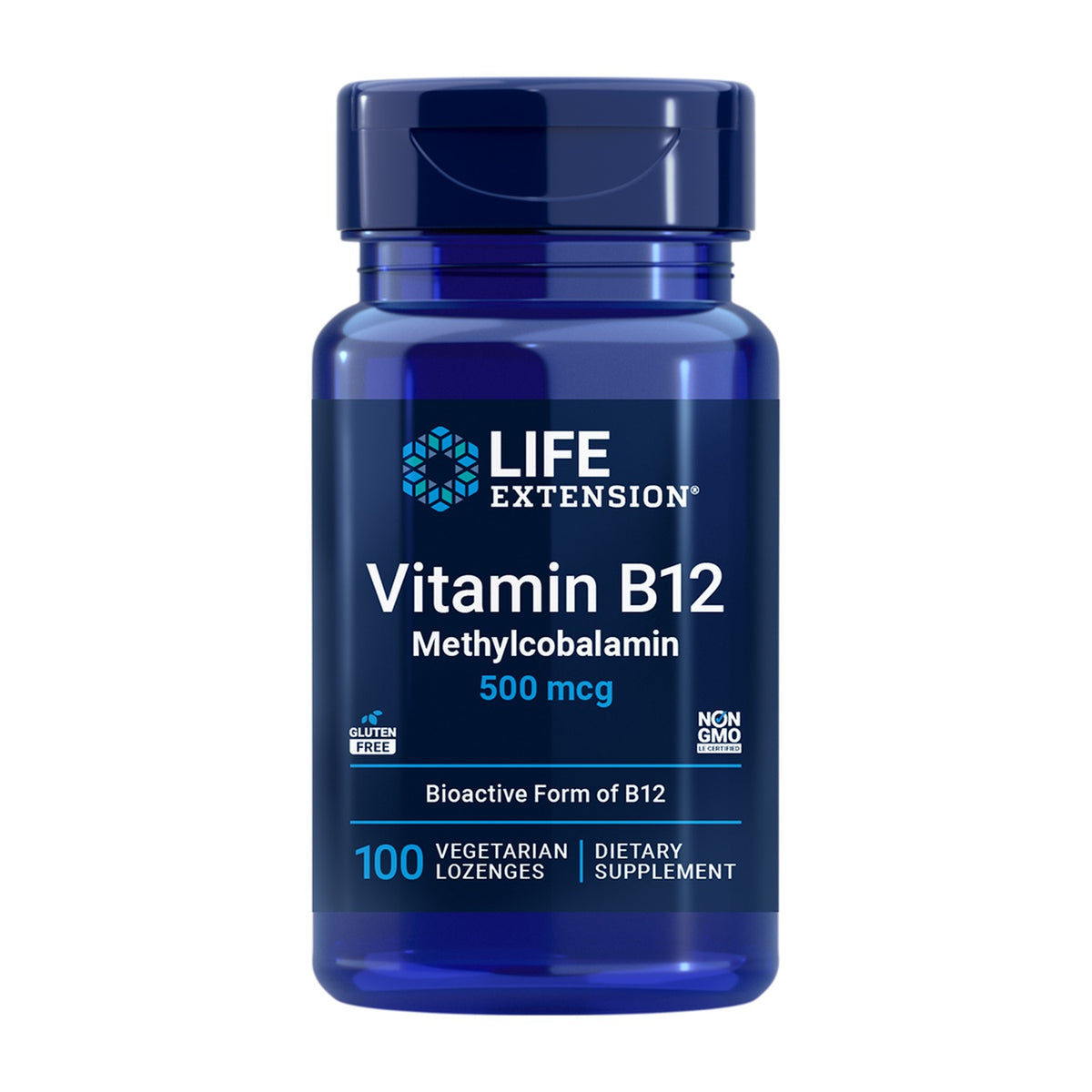 Life Extension Vitamin B12 Methylcobalamin 500 mcg 100 Pastilhas frente