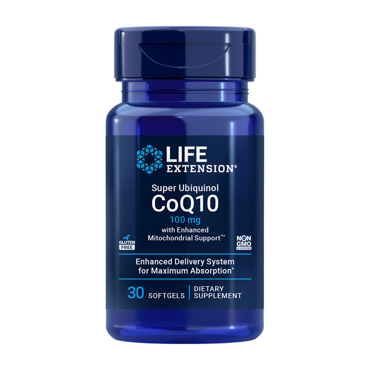 Life Extension Super Ubiquinol CoQ10 100 mg 30 Cápsulas Moles frente