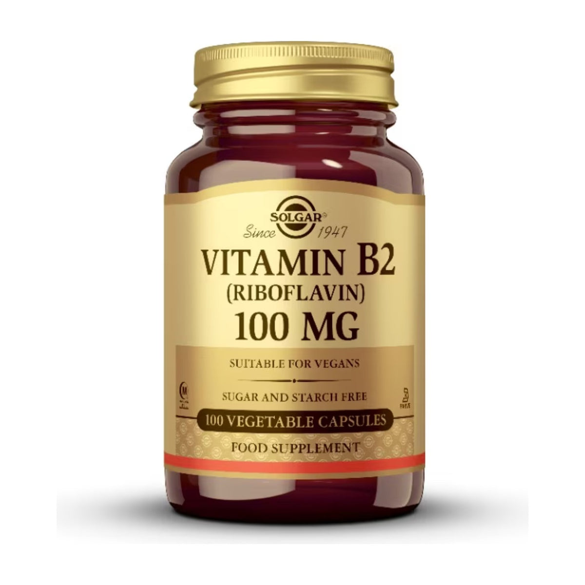 Solgar Vitamina B2 (Riboflavina) 100 mg 100 Cápsulas Vegetais frente