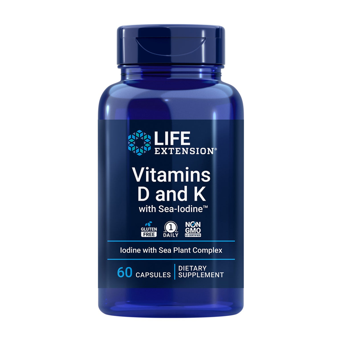 Life Extension Vitamins D and K with Sea-Iodine 60 Cápsulas frente