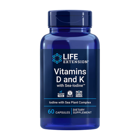 Life Extension Vitamins D and K with Sea-Iodine 60 Cápsulas frente