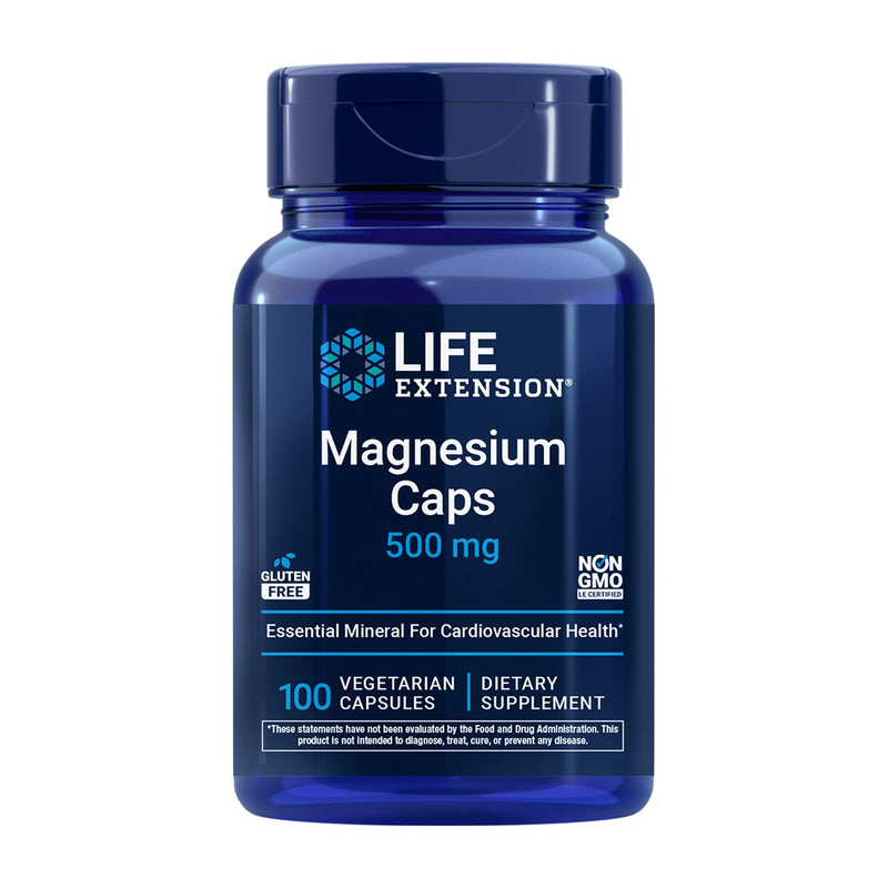 Life Extension Magnesium Caps 500 mg 100 Cápsulas Vegetais frente