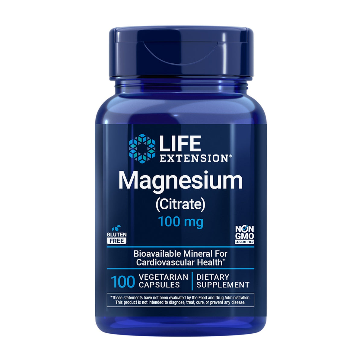 Life Extension Magnesium (Citrate) 100 mg 100 Cápsulas Vegetais frente