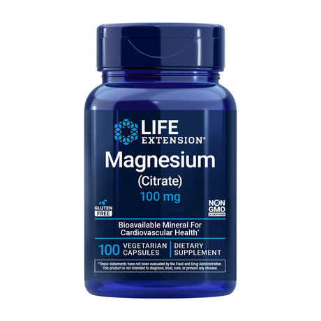 Life Extension Magnesium (Citrate) 100 mg 100 Cápsulas Vegetais frente