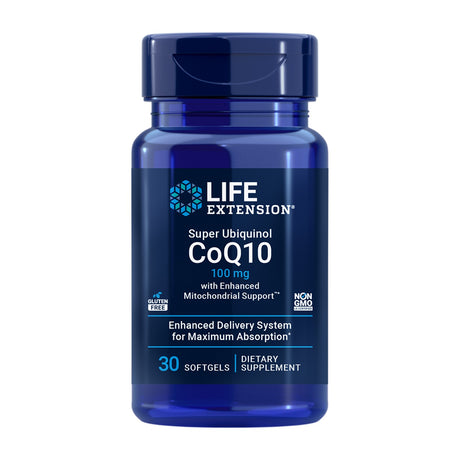Life Extension Super Ubiquinol CoQ10 100 mg 30 Cápsulas Moles frente