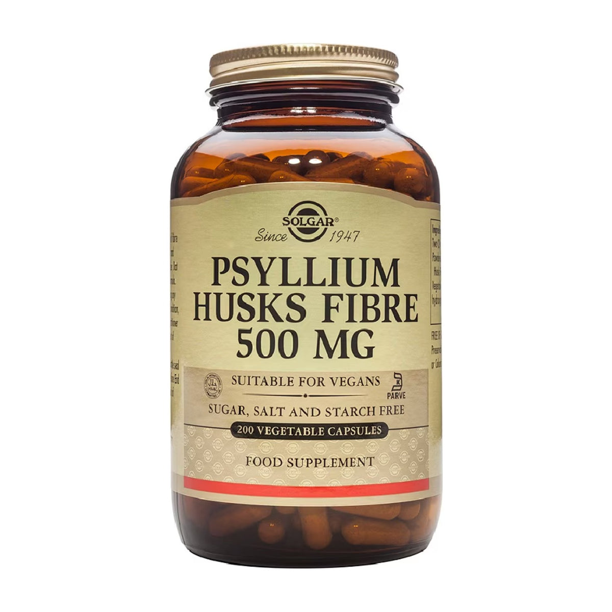 Solgar Fibra de Psílio 500 mg 200 Cápsulas Vegetais frente