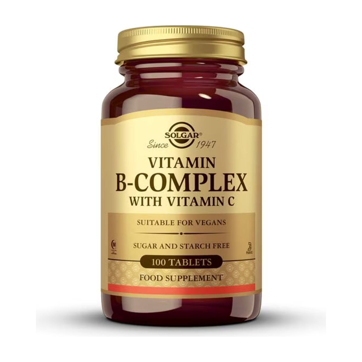 Solgar Vitaminas do Complexo B com Vitamina C 100 Comprimidos frente