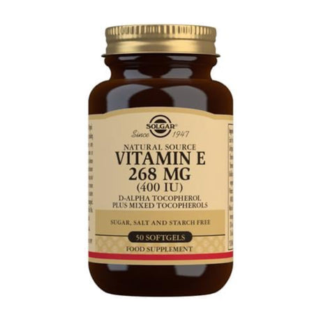 Solgar Vitamina E 268 mg (400 UI) 50 Cápsulas Moles frente