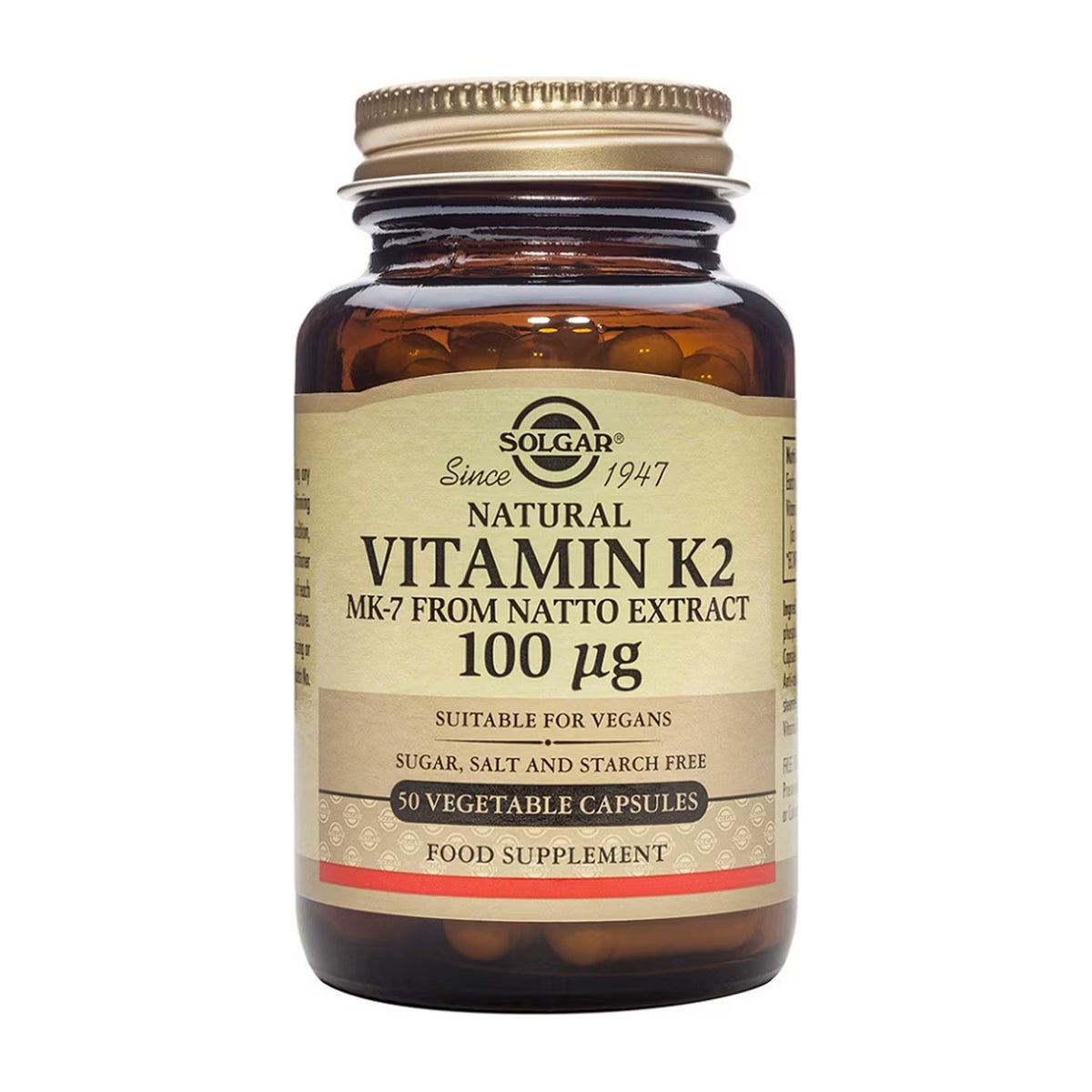 Solgar Vitamina K2 100 µg 50 Cápsulas Vegetais frente