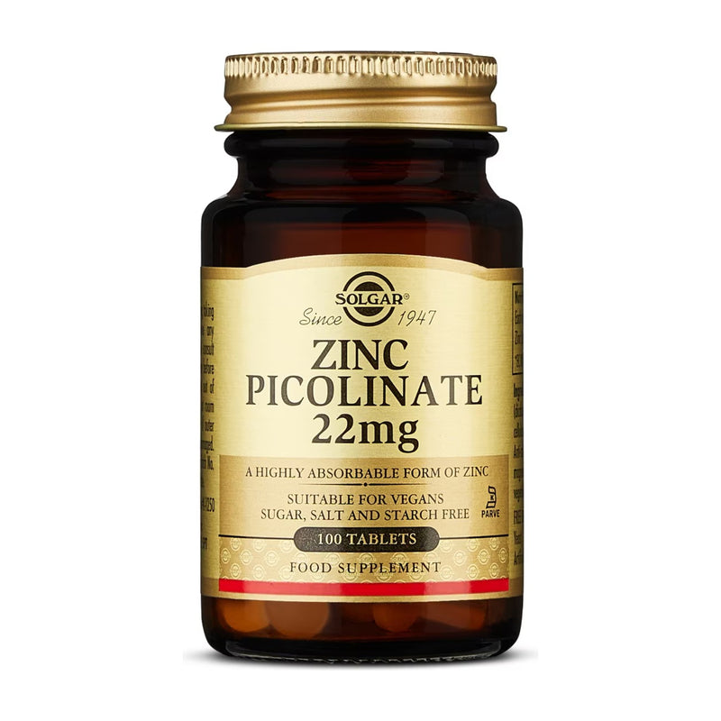 Solgar Picolinato de Zinco 22 mg 100 Comprimidos frente